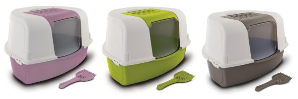 CASA WC NESTOR CORNER 58.5*45.5*40 CM ROSA/BR - Acessórios para gato - WC para gato