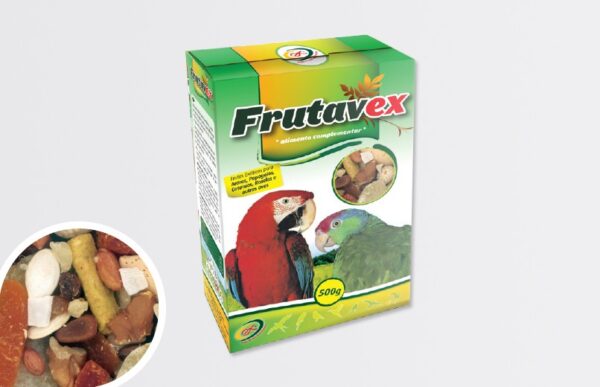 FRUTAVEX FRUTOS E BAGOS P/ PSITACIDEOS 500 GR - Alimentação para aves - Varios