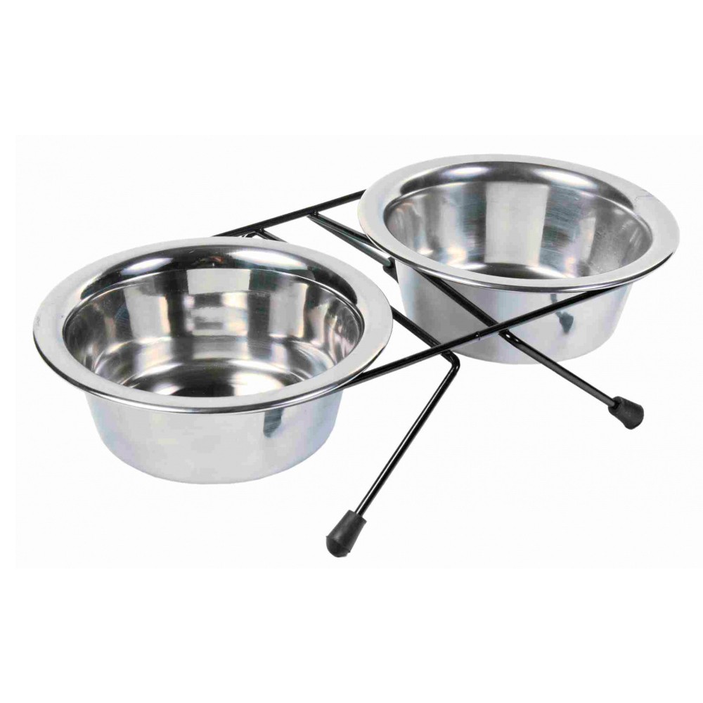 SUPORTE DUPLO C/2 GAMELAS INOX 0.2 LT SUPORTE DUPLO C/2 GAMELAS INOX 0.2 LT - Acessórios para cão - Produtos para cão